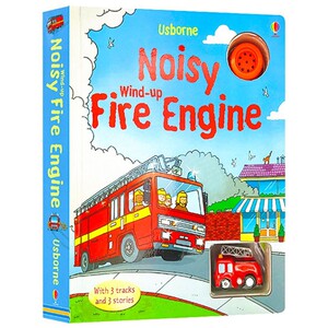 预售 英文原版 发条消防车 Wind-up Fire Engine 轨道发音书绘本儿童益智游戏纸板书 Usborne 跑跑乐互动亲子玩具童书 交通工具