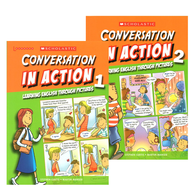 对话练习 学乐出品 Scholastic In Action Conversation 画里画外轻松学英语 2册漫画版图解英语 英文原版
