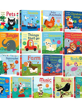 Listen to the music 我的小小音乐厅 纸板发声书 聆听莫扎特胡桃夹子动物四季海边管弦乐 Nosy Crow 英文原版绘本 幼儿乐感早教