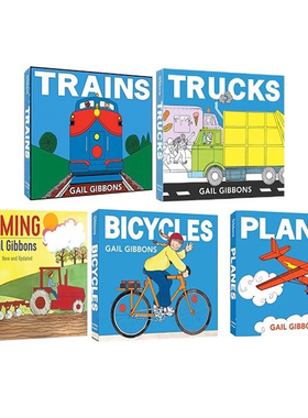 交通工具系列 英文原版 Gail Gibbons  盖尔 吉本斯 纸板书 5册 Trucks/planes/trains Book 交通工具 幼儿启蒙认知绘本