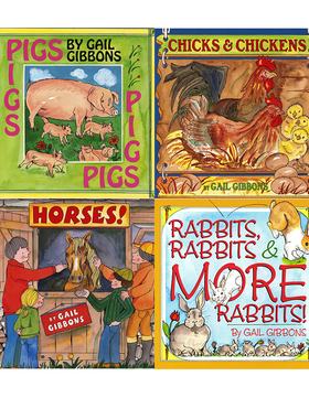 英文原版 Gail Gibbons 盖尔吉本斯少儿百科 农场动物 4册 Horses/Pigs/Rabbits/Chicks 儿童科普知识绘本