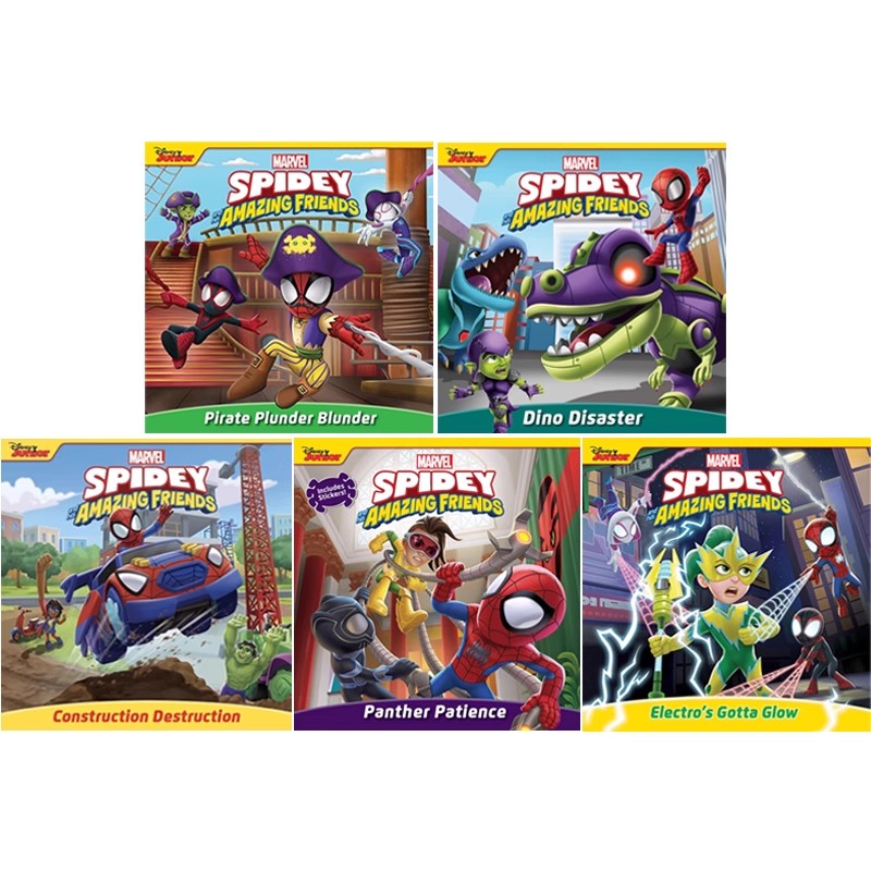 英文原版 Spidey and His Amazing Friends 蜘蛛侠和他的神奇朋友 5册套装 全彩绘本故事书