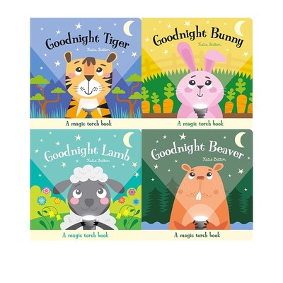 英文原版 Magic Torch Book 魔法手电筒书 透视绘本 4册合售 Goodnight Bunny/Lamb/Tiger/Beaver 幼儿益智绘本