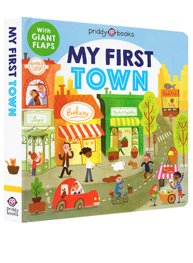 英文原版 My First Places My First Town 模拟城镇 纸板翻翻书 儿童英语认知启蒙 亲子互动绘本图画书 Roger Priddy