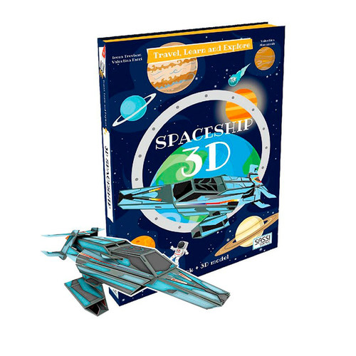 英文原版 Travel Learn And Explore Spaceship 3D宇宙飞船 真实可拼装模型书 STEAM 少儿科普绘本图画书 创意手工操作书游戏书