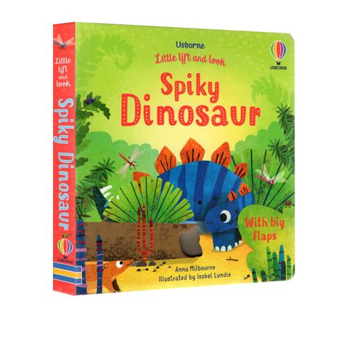英文原版 Usborne Little lift and look Spiky Dinosaur 揭开看看 恐龙 尤斯伯恩 纸板翻翻洞洞书 低幼科普启蒙 亲子共读绘本