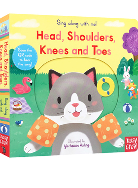 英文原版 Head Shoulders Knees and Toes 纸板机关操作书 Sing Along with Me 欧美经典儿歌 欢唱童谣绘本 亲子互动 送音频