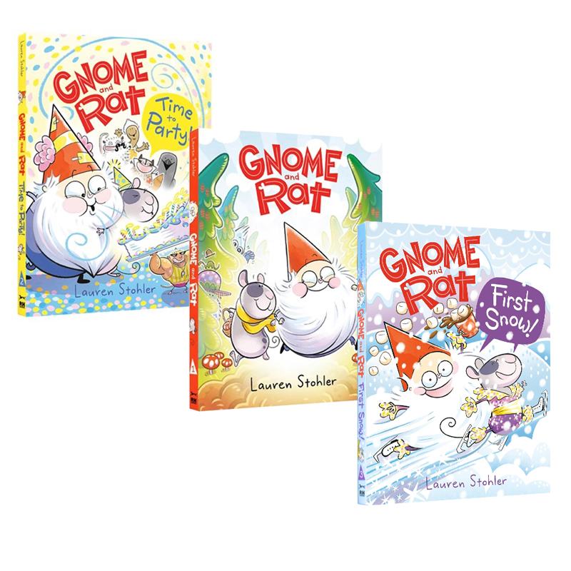 英文原版 Gnome and Rat 矮子和老鼠 3册精装合售 全彩漫画 课外阅读幽默漫画故事