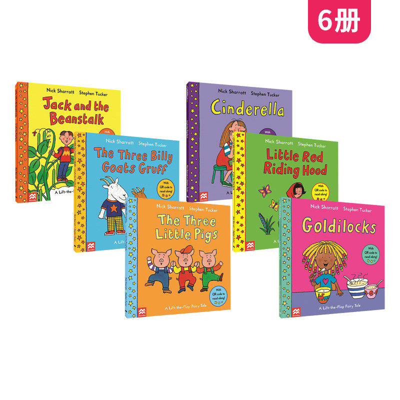 英文原版 扫码听音频 Lift-The-Flap Fairy Tale 6册合售 经典童话故事翻翻书 Nick Sharrat 儿童绘本启蒙