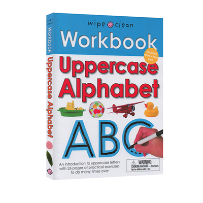 英文原版 Wipe Clean Workbook Uppercase Alphabet 螺旋装帧 附赠马克笔 字母练习擦写书 Roger Priddy
