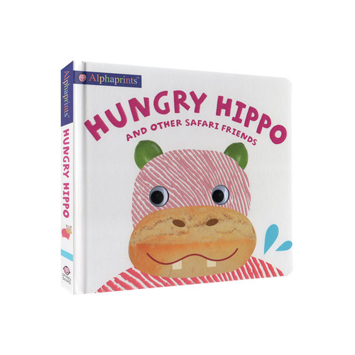 英文原版 Alphaprints Hungry Hippo and other safari animals 手指印儿童图画书 图画图解 亲子互动纸板书 儿童启蒙学习