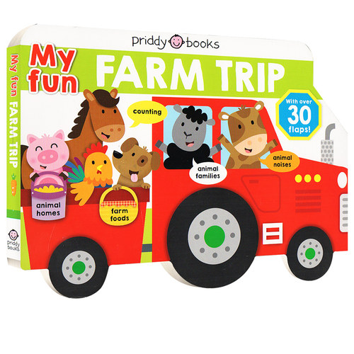 英文原版 My Fun Farm Trip 我的快乐农场旅行 纸板翻翻书 动物拟声词 My Fun School Bus姐妹篇 儿童英文启蒙绘本