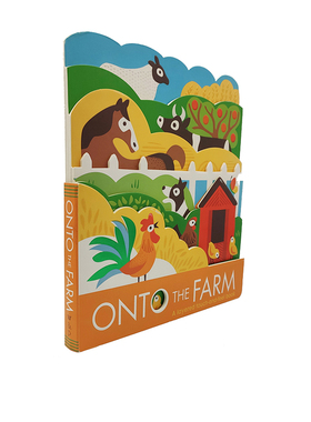 英文原版 Onto The Farm 农场动物 异形纸板书 韵文押韵图画故事书