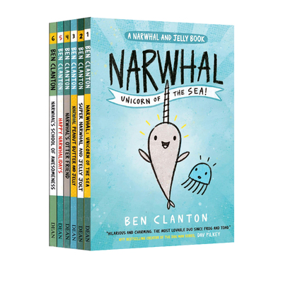 英文原版 Narwhal And Jelly 独角鲸和水母 6册 儿童英语启蒙绘本 趣味性幽默搞笑漫画图画书 图像式全彩漫画章节书