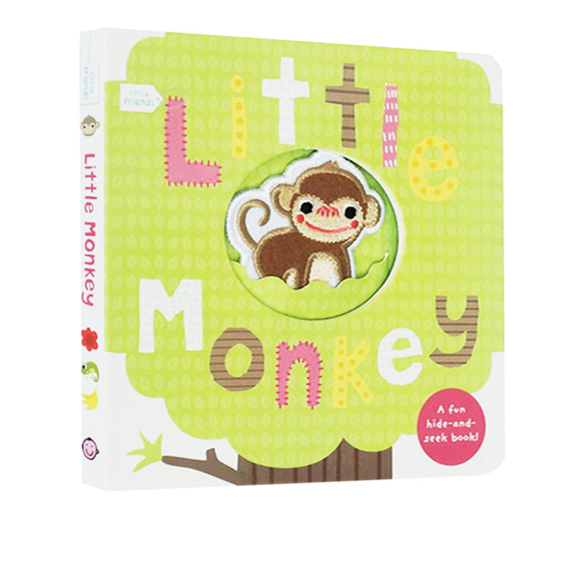 英文原版 儿童低幼绘本 Little Friends:Little Monkey 小猴子绸带纸板情景书操作书 边玩边学 幼儿认知 找找看