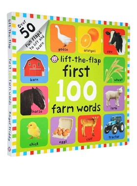 英文原版 First 100 Farm Words Lift-the-Flap 精装大开本纸板翻翻书 宝宝的农场词汇图解词典 亲子共读 儿童启蒙早教认知绘本