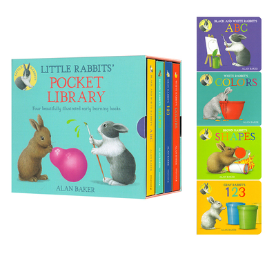 英文原版 Little Rabbits Pocket Library 吴敏兰书单 宝宝认知识颜色/数字/字母/形状 启蒙早教纸板书