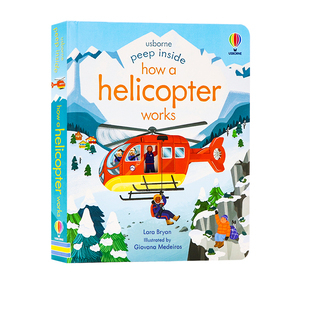 工作原理 Usborne出品 科普纸板翻翻书 偷偷看里面系列 直升机 helicopter Peep 英文原版 洞洞书 预售 Inside Works How