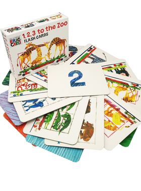 英文原版 1 2 3 to the Zoo Flash Cards 礼盒装硬卡片 从123到动物园 幼儿英文单词学习 儿童认知识物 Eric Carle 卡尔爷爷绘本