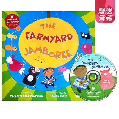英文原版绘本 The Farmyard Jamboree 附CD 数数歌 经典英文儿歌图画故事书 幼儿语感启蒙童谣图画书 Barefoot