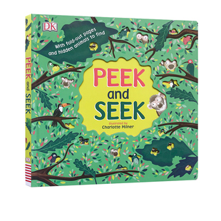 英文原版 DK系列 Peek and Seek 动物找找看 3-6岁 纸板书 大折页翻翻书 互动游戏书 儿童益智启蒙早教英语图画读物 句型简单