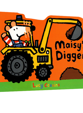 英文原版绘本 Maisy's Digger 小鼠波波交通工具造型纸板书 儿童早教启蒙阅读 亲子互动绘本