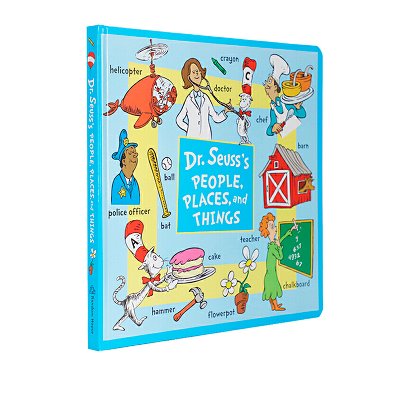 预售 英文原版 Dr. Seuss's People Places and Things 大开本纸板书 苏斯博士100个单词图解词典 幼儿英语早教启蒙绘本