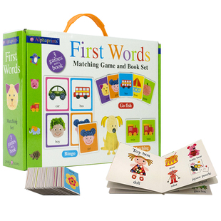 英文原版 Alphaprints First Words Matching Set 手指印触摸纸板书礼盒装 词汇学习记忆训练词卡 附32张卡片