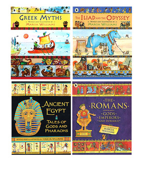 图话经典 小学生插图古典神话传说历史儿童文学漫画绘本 4册套装 英文原版 Romans/Ancient Egyp/Greek Myths