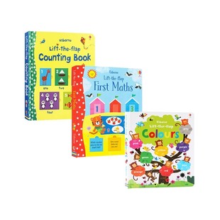 flap 3册尤斯伯恩色彩数学计数翻翻书儿童英语单词早教启蒙 英文原版 Colours Maths Counting the Lift Usborne 一 套装