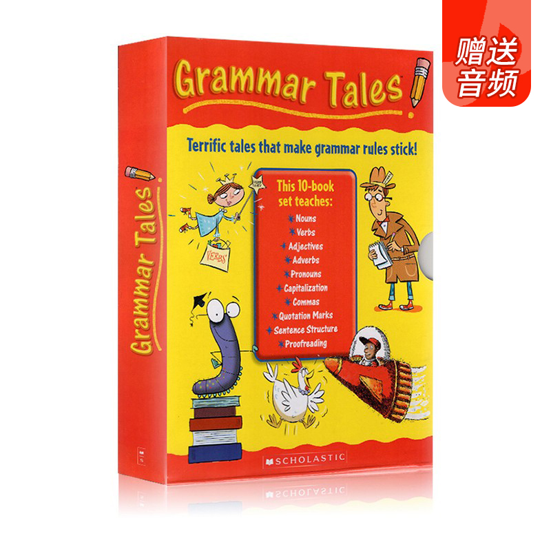 英文原版 Scholastic Grammar Tales 10册  学乐语法学习绘本故事书家庭教辅盒装 学乐美国小学语法学习故事