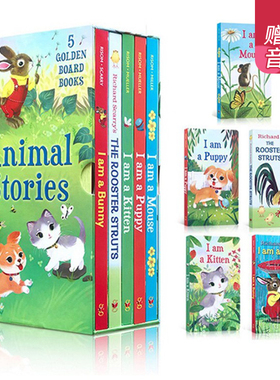 英文原版绘本 I am a bunny/Kitten/mouse/puppy 我是一只兔子 5册纸板书合售 幼儿启蒙认知 常青藤爸爸书单 Richard Scarry