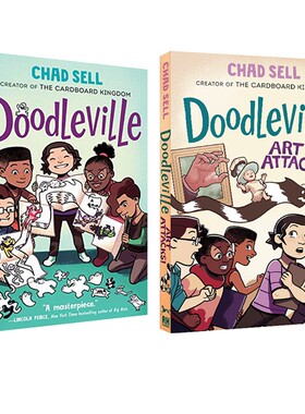 英文原版  Doodleville 系列 2册 Art Attacks!  全彩漫画绘本图画书 艺术启蒙 教师推荐青少年课外推荐阅读图像式小说