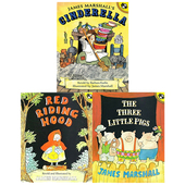 童话故事图画书 经典 吴敏兰书单 Hood Cinderella Red Riding 英文原版 凯迪克奖作家绘本 Pigs James 3册 Three Little Marshall