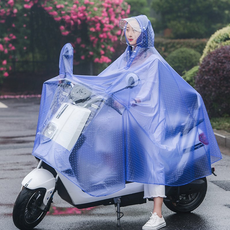 可爱男女骑车成人电动单车透明骑行双单人檐帽雨披自行车雨衣韩版