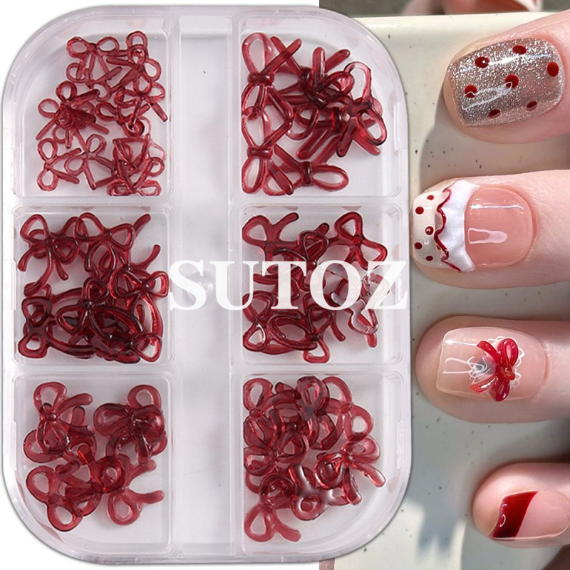 美2024新款美甲饰品6格盒装