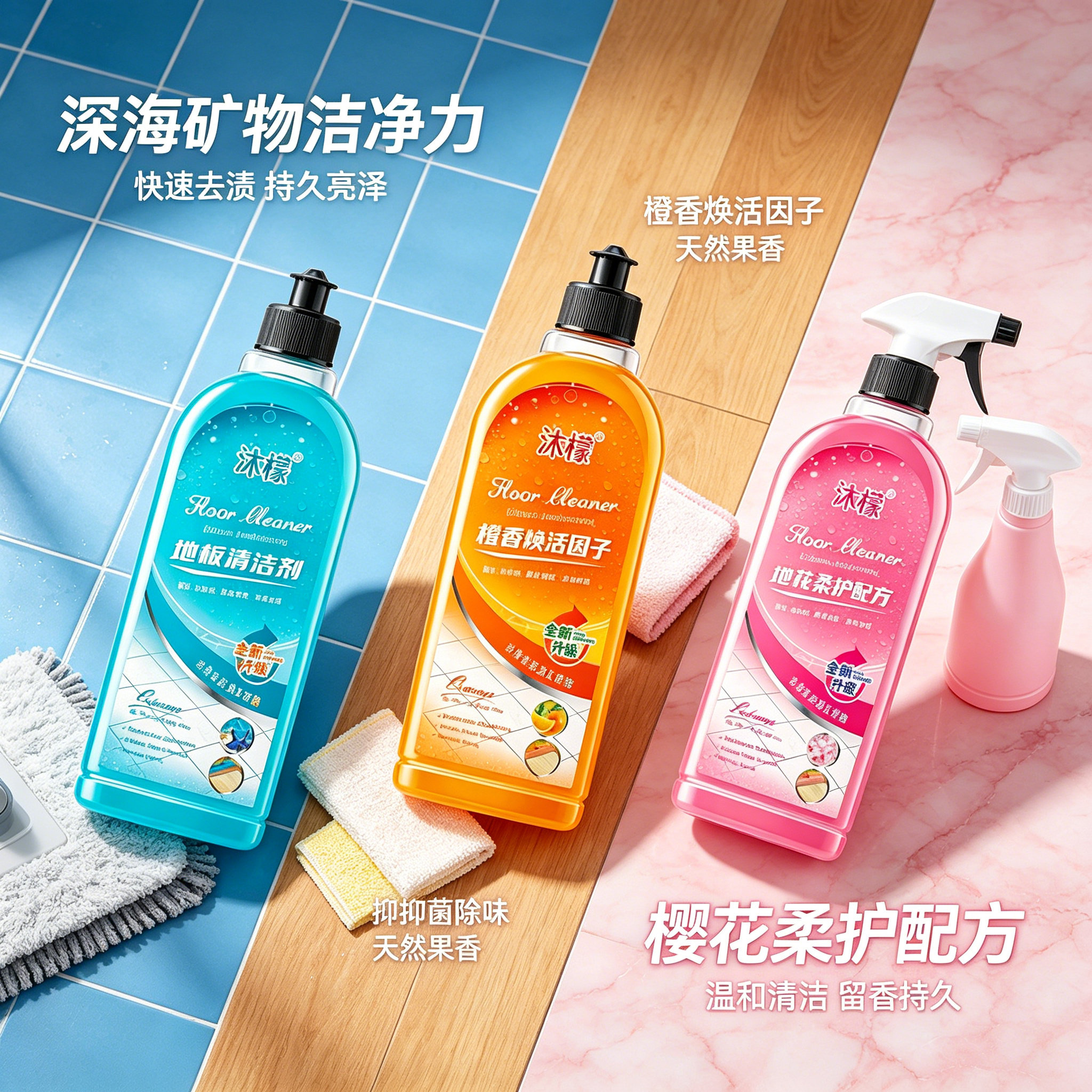 沐蒙木地板清洁剂瓷砖洗地砖清洗液拖地专用持久留香强力去污抛光