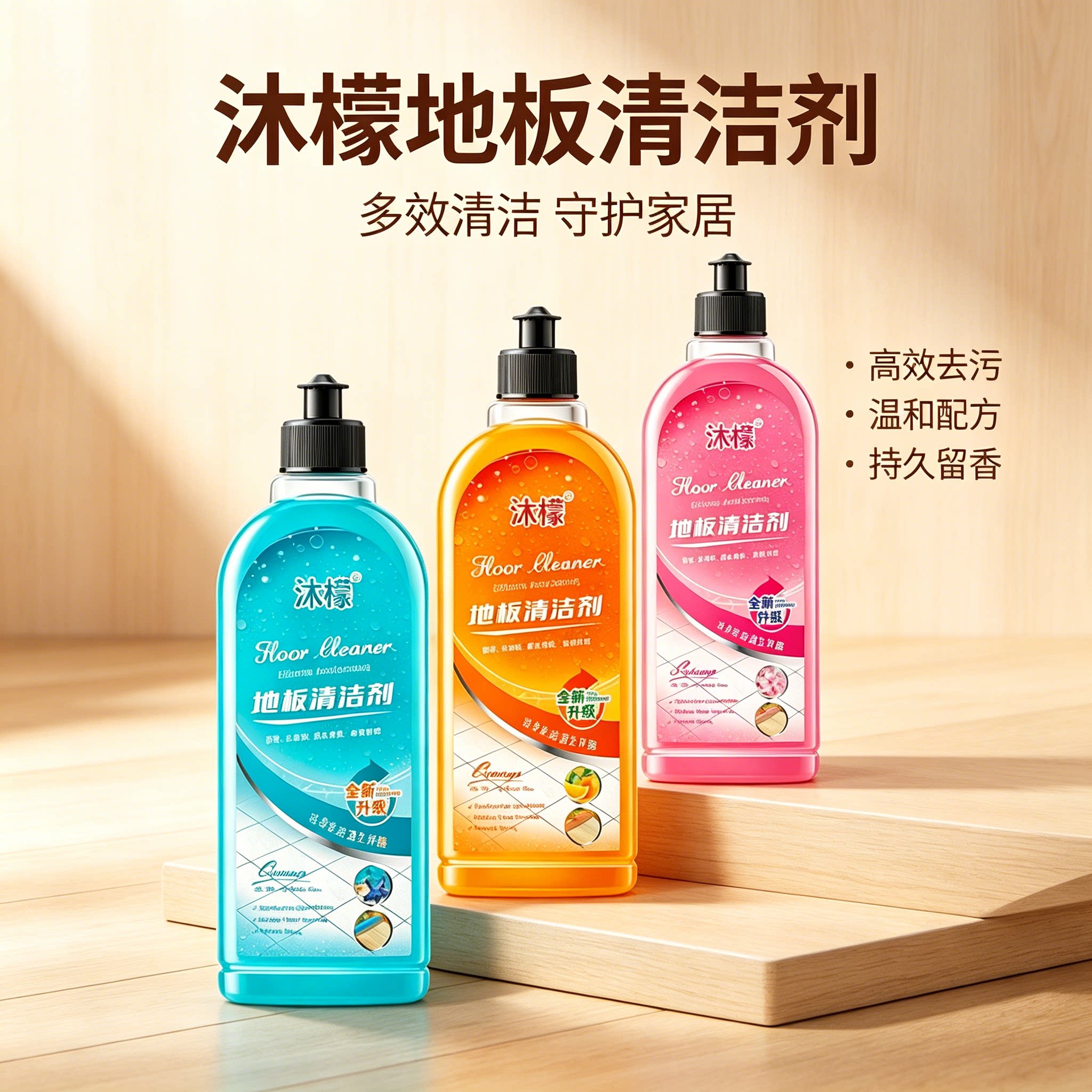 沐檬地板清洁剂瓷砖洗无水印杀菌清香拖地专用地面温和高效去污图片