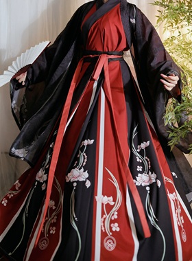 鼎尚原创【慕卿】男款汉服魏晋风古装冬装红色黑红大袖衫古风服装