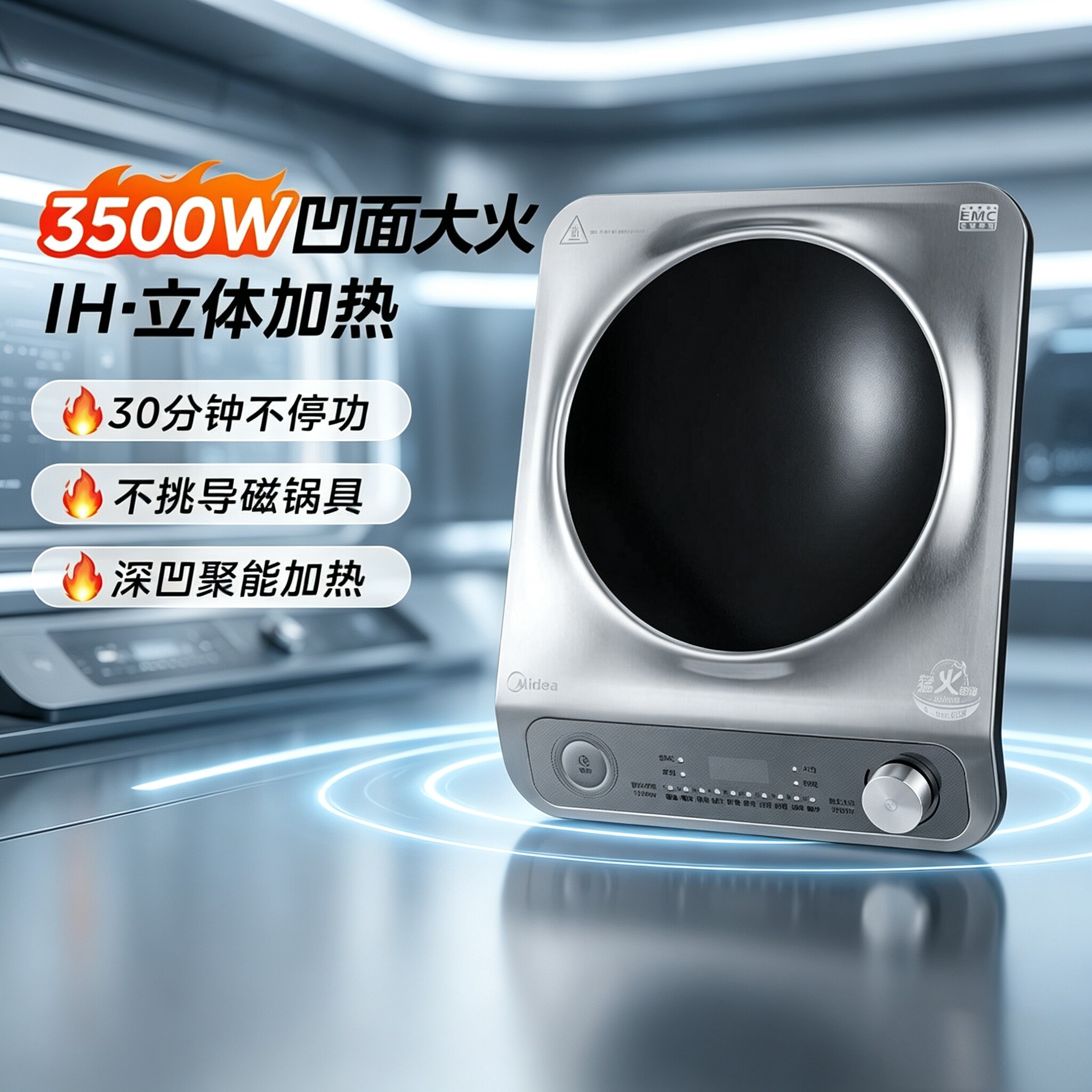 国补15%丨美的凹面电磁炉E35D2图片