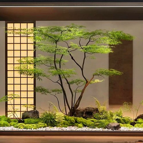 彷真绿色植物鸡爪槭假枫树造景橱窗商场茶室彷生植物装饰景观摆件
