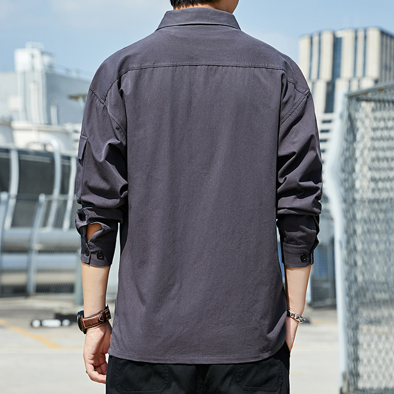新品新品长袖衬衫纯棉水洗衬衫男生长袖休闲工装宽松衬衣,男装衬衫,星座102C-1(原星座100)
