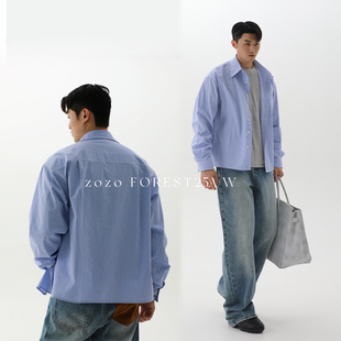 ZOZOFOREST “MIU系蓝格子衬衫“复古高级感春季格纹内搭长袖衬衣