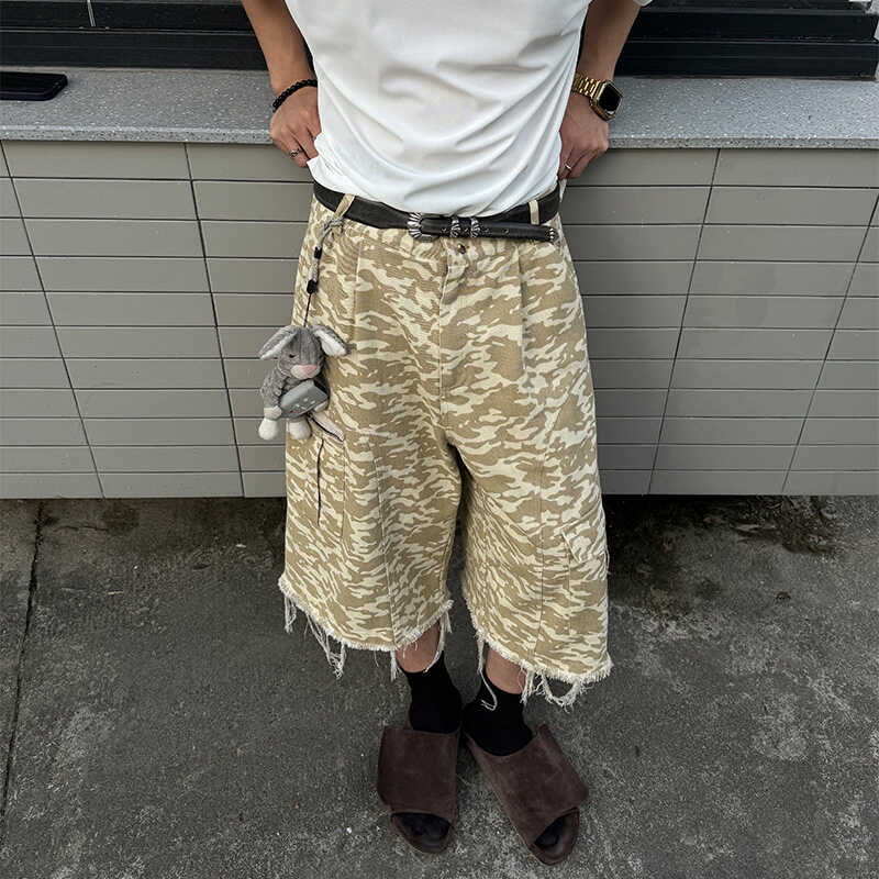 街头工装休闲美式复古迷彩七分裤