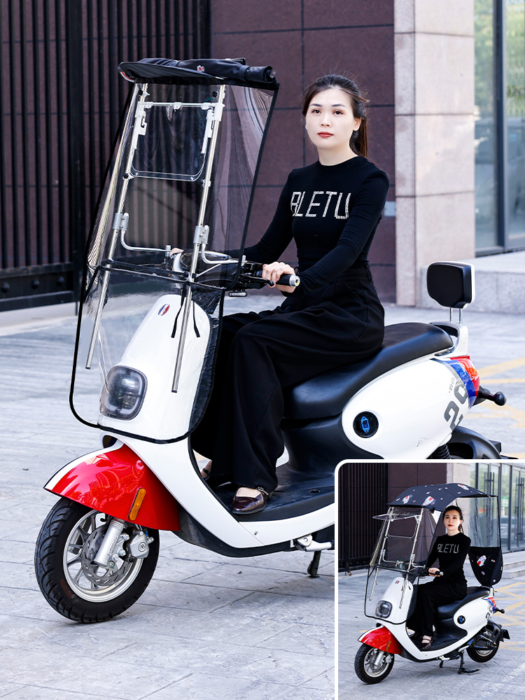 可收缩新款电动车雨棚电瓶车折叠伸缩遮阳棚摩托车可拆卸遮挡雨篷