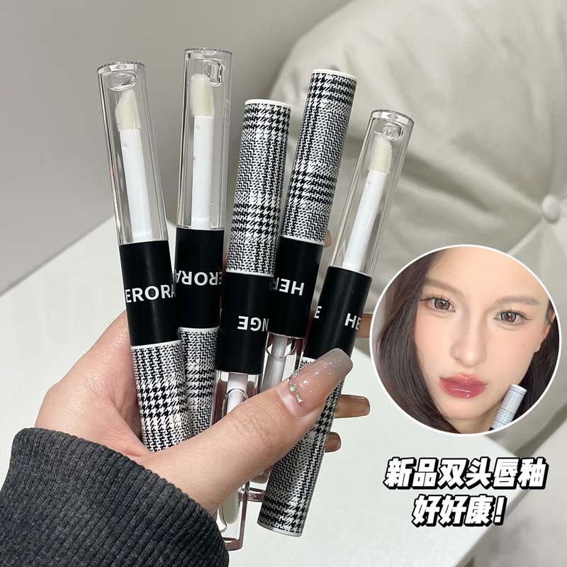 HERORANGE~随心沁甜双头唇釉哑光雾面水光嘟嘟唇叠涂持妆显色唇泥