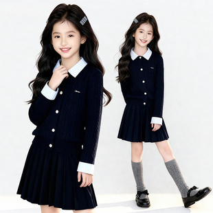 加厚保暖洋气时髦毛衣简约百褶裙两件套 新款 女童2025冬季 韩系套装