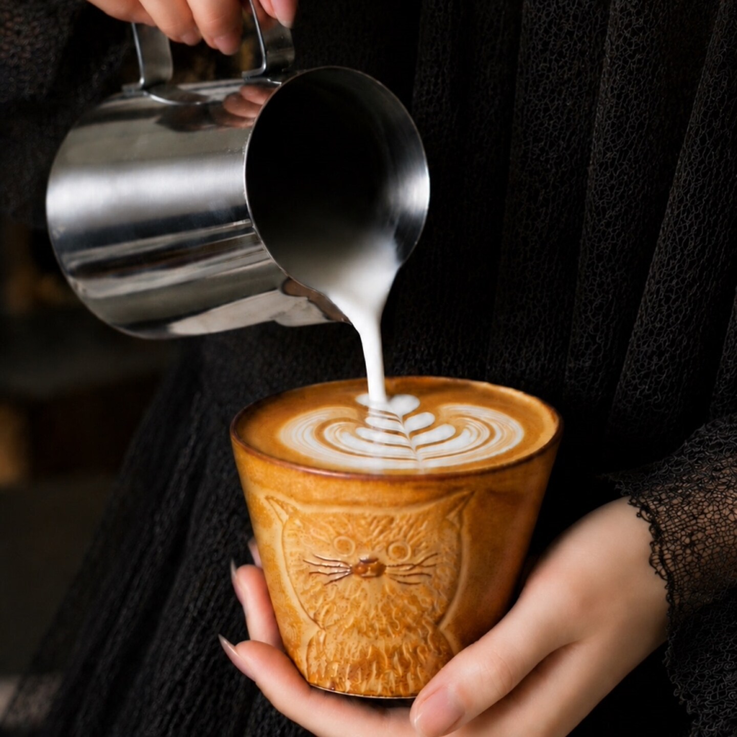 咖啡杯陶瓷日式猫咪马克杯复古风陶瓷杯早餐杯牛奶杯可爱喝水杯子