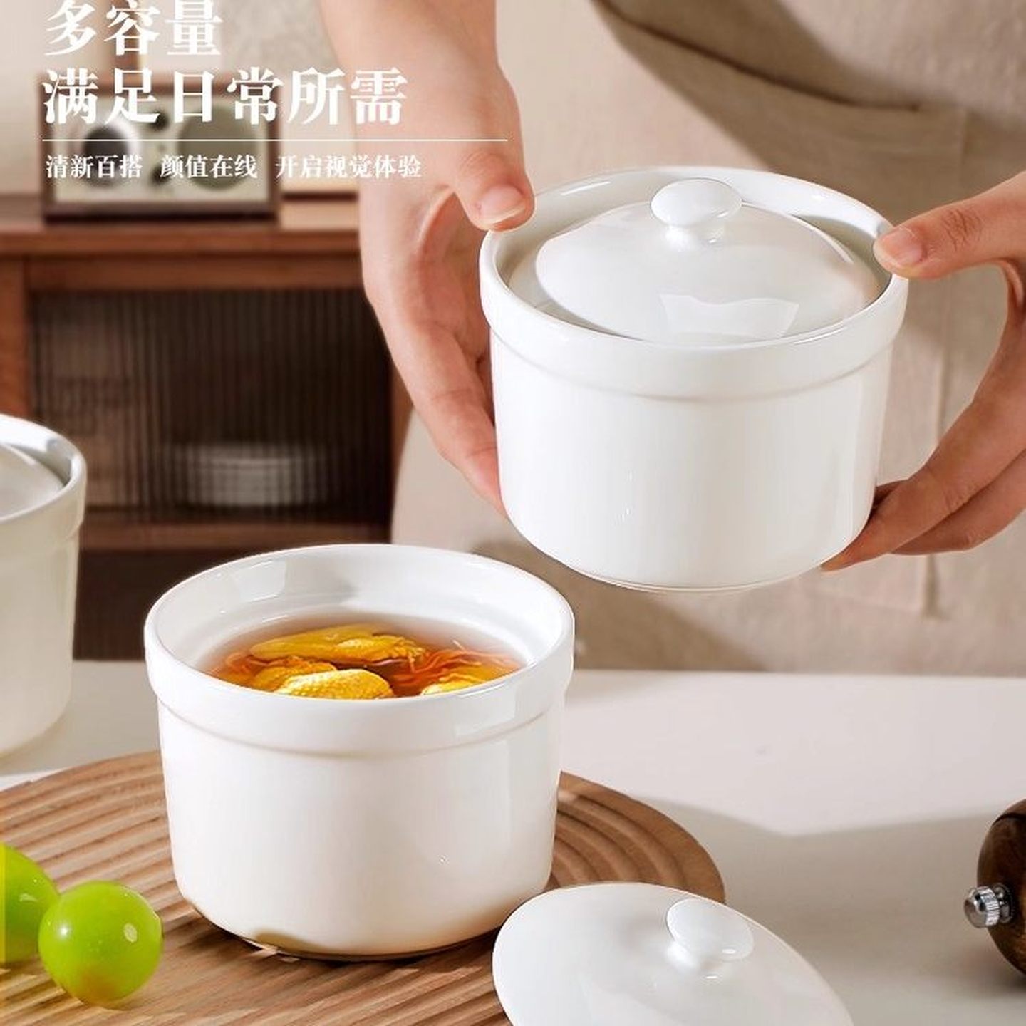 蒸锅专用碗燕窝炖盅盅陶瓷汤盅隔水带盖蒸蛋碗养生甜品小吃小炖罐