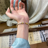 Yangui燕归「珐吉」国风新中式 24k描金珐琅彩重工足银999手镯女